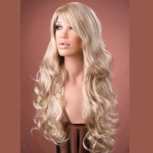 Pruik lang krullend haar blondmix model Broadway F16/22