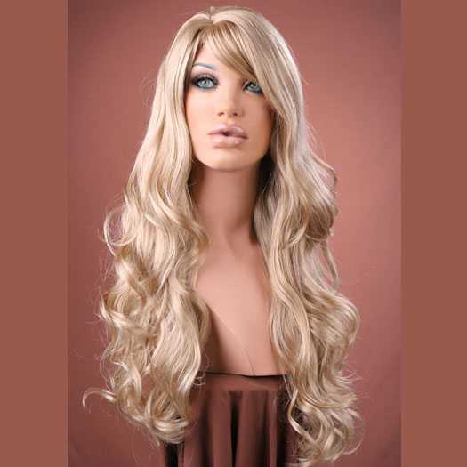 Pruik lang krullend haar blondmix model Broadway F16/22