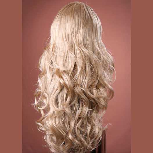 Pruik lang krullend haar blondmix model Broadway F16/22