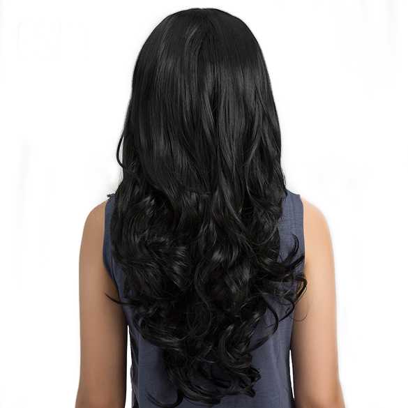 Pruik lang zwart haar met krullen model Anna-Louise