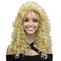 Jaren 80 country western kapsel pruik krullend blond haar Dolly