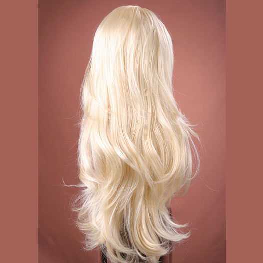 Pruik lang lichtblond haar met slagen model Carmen