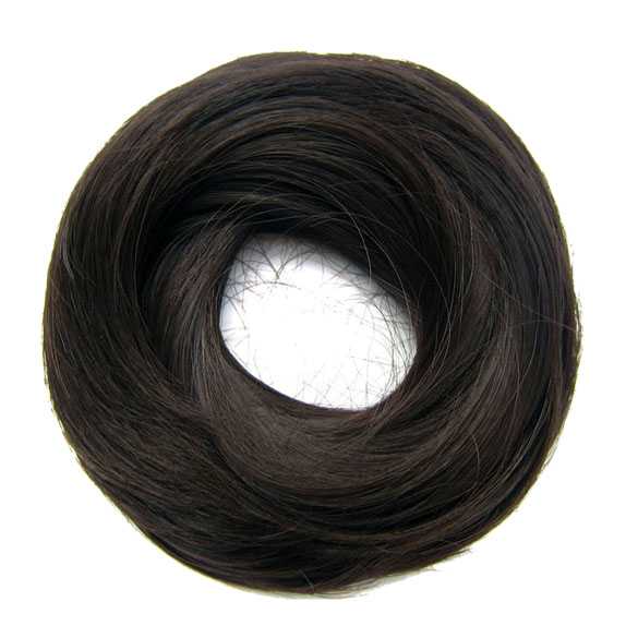 Haar scrunchie steil met elastiek donkerbruin kleur J2