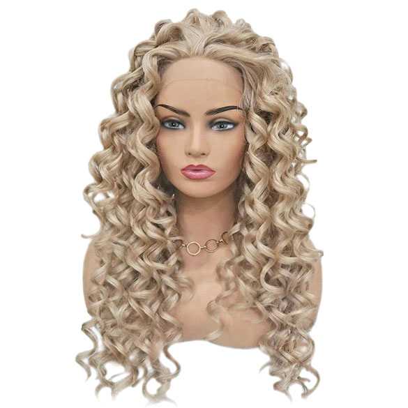 Weelderige blonde krullen pruik met lace front model Lisa