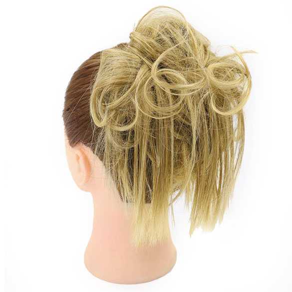 Warrige haar scrunchie met elastiek geelblond mix kleur 86-10