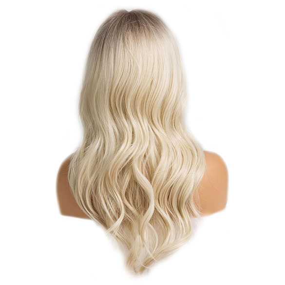 Pruik lang roomblond haar in laagjes model 215