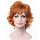 Moderne pruik kort krullend haar ginger rood kleur 130A