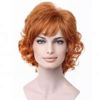 Moderne pruik kort krullend haar ginger rood kleur 130A