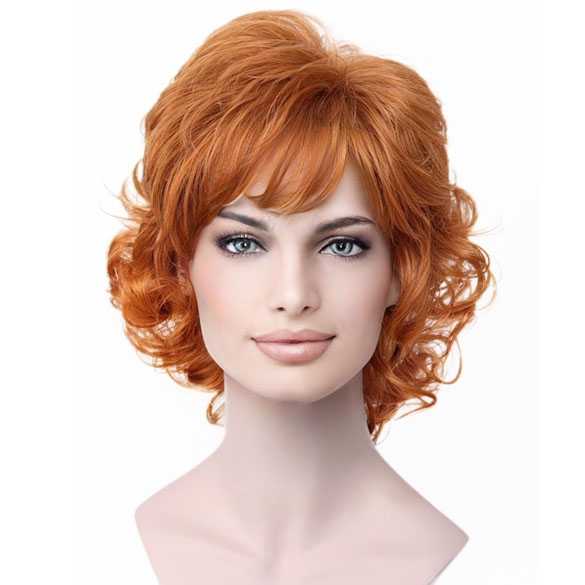 Moderne pruik kort krullend haar ginger rood kleur 130A