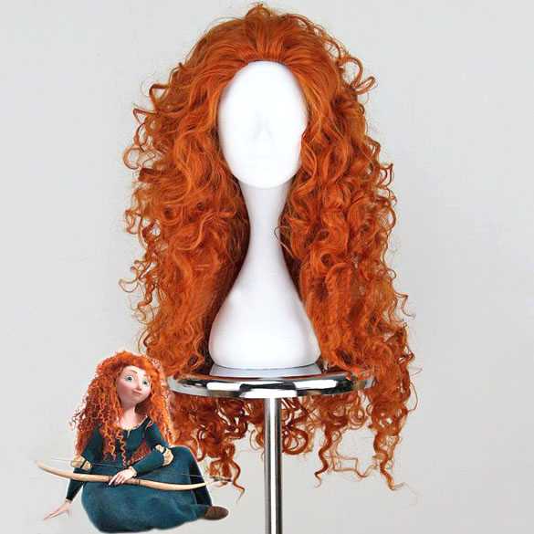 Disney prinses Merida pruik rood lang haar met volle krullen