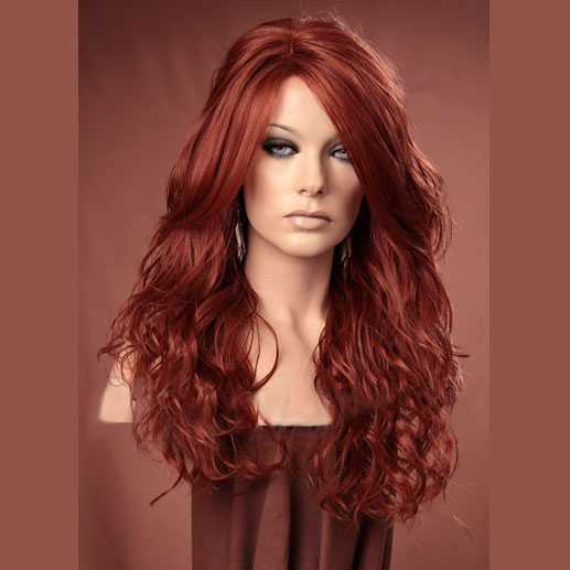 Pruik lang rood haar krullen model Gabby kleur 350 - Mooie pruiken bij PruikenPlaza