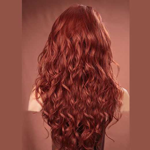 Pruik lang rood haar met krullen model Gabby kleur 350