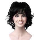 Moderne pruik kort zwart krullend haar