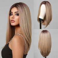 Lace front pruik lang roomblond steil haar in laagjes