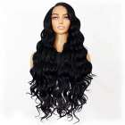 Luxe swiss lace pruik zeer lang zwart haar met grove slagen Nona