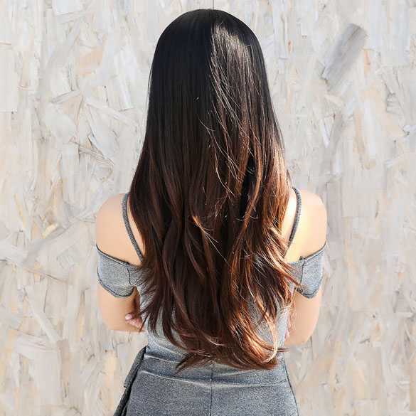 Ombre pruik lang haar met grove slag zonder pony model 254