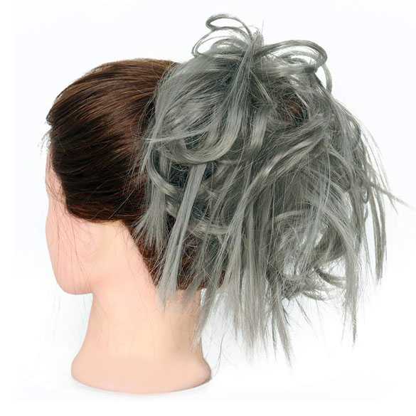 Warrige haar scrunchie met elastiek medium grijs