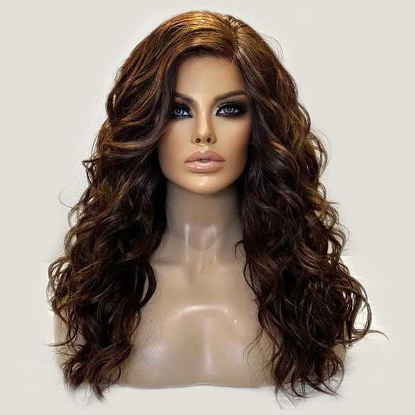 Swiss lace pruik lang haar beach wave krullen Calyx P4-27-30
