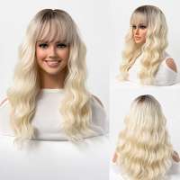 Pruik lang lichtblond haar in laagjes met wave slagen model 126 2