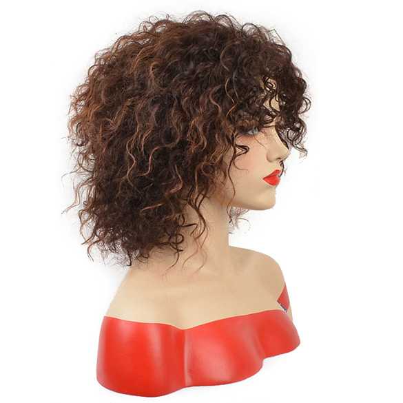 Trendy nonchalante warrige pruik kort model bruinmix