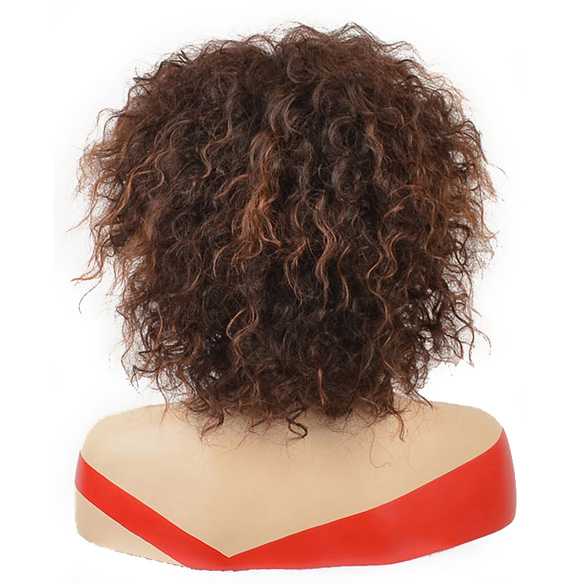 Trendy nonchalante warrige pruik kort model bruinmix