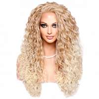 Lace pruik lang haar met krullen Delaney kleur T27-613