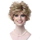 Moderne pruik kort krullend haar goudblond mix L16-613 Moderne pruik kort krullend haar goudblond mix L16-613