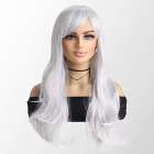 Carnavalspruik zilvergrijs lang haar in laagjes Carnavalspruik zilvergrijs lang haar in laagjes