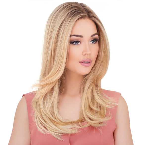 Swiss lace pruik lang steil blond haar model Robin
