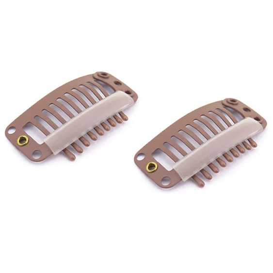 Pruik / extensions clips set 2 stuks LICHTBRUIN 32mm