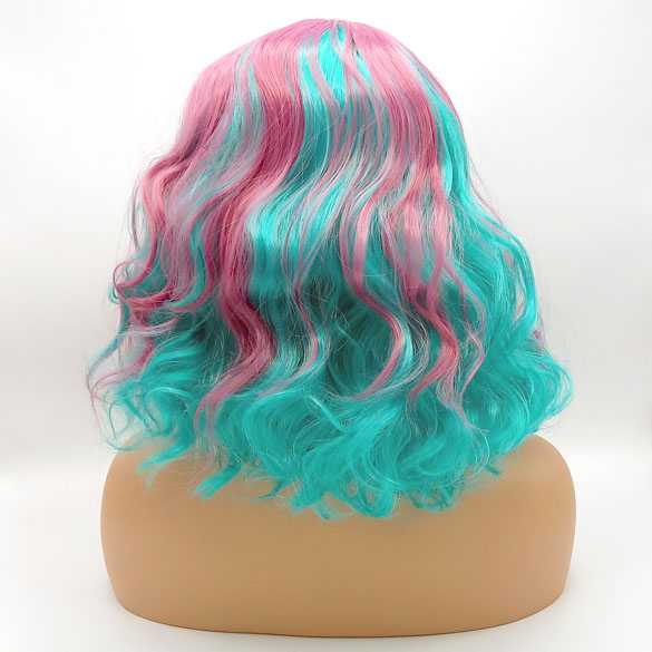 Carnaval fun pruik multi color kort met krullen ( B-KEUZE! )