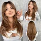 Pruik lang haar in laagjes caramelblond mix model Leyla Pruik lang haar in laagjes caramelblond mix model Leyla