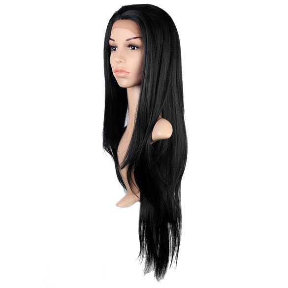 Lace pruik lang steil zwart haar zonder pony Hawaii