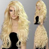 Pruik lang lichtblond haar met slagen model Vienna kleur 613