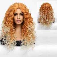 Excentrieke pruik oranje blond met spiraalkrullen