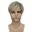 Mannenpruik blondmix met steil haar in lange lagen