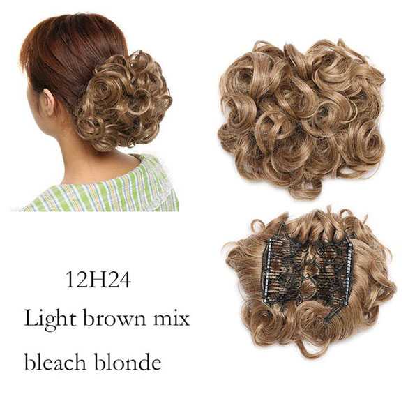 AANBIEDING : Chignon elastisch haarstukje / vlinderkam kleur 12H24