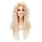 Nonchalante sexy pruik met lang witblond krullend haar