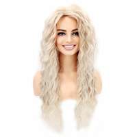 Nonchalante sexy pruik met lang witblond krullend haar