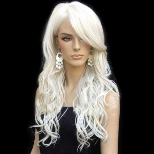 Witte pruik lang haar Clearance
