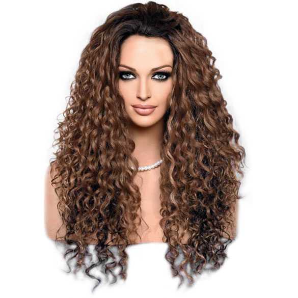 Lace pruik lang met krullen Delaney kleur SOM7002
