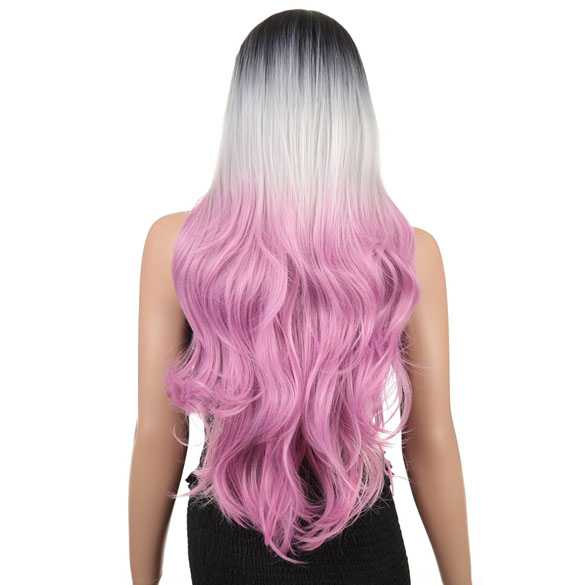 Ombre tri-color pruik met lang haar zonder pony