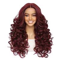 Luxe lace front pruik met superzachte krullen wijnrood