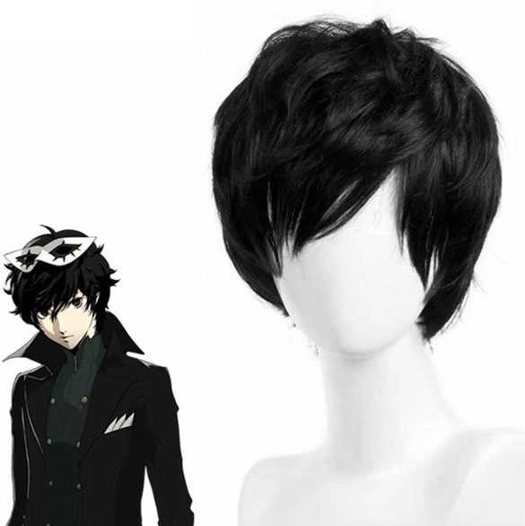 Manga Cosplay pruik kort zwart haar met lange lagen