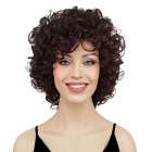 Damespruik kort krullend haar in donker kastanjebruin