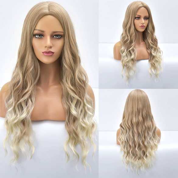Pruik lang haar zonder pony met grove losse slagen model 51-10