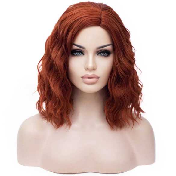 Pruik schouderlang koper rood haar Black Widow