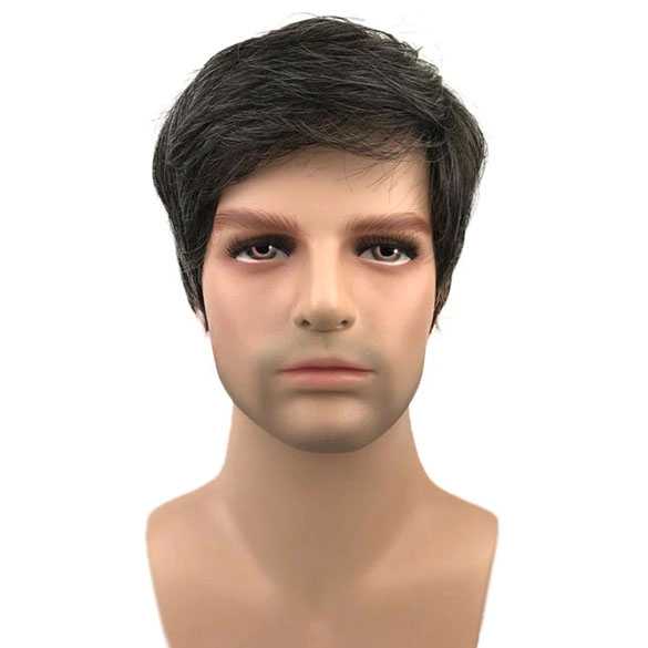 Herenpruik kort model in laagjes mix met grijze haren
