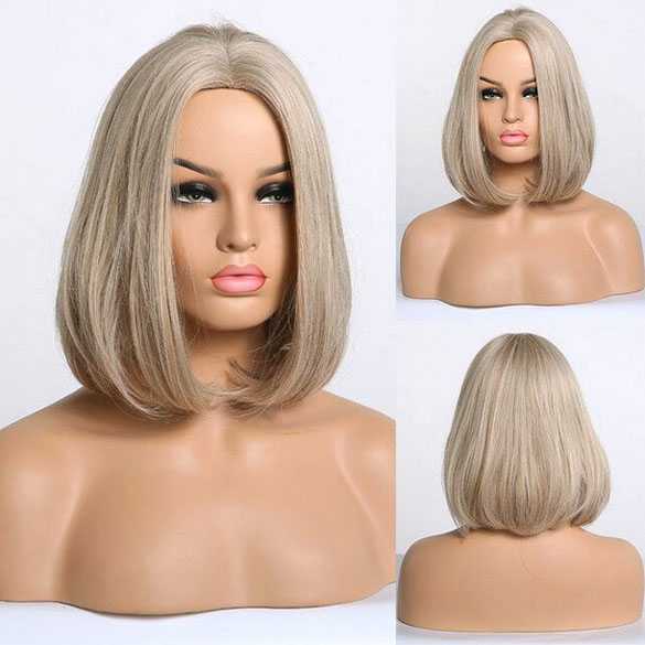 Blonde pruik bob model met steil haar zonder pony