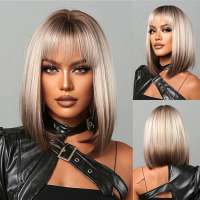 Pruik kort bob model met steil haar Nadia